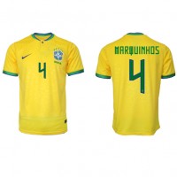 Brazília Marquinhos #4 Domáci futbalový dres MS 2022 Krátky Rukáv